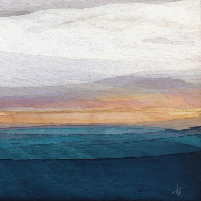 Wood A Place to Breathe - Original Luminous Abstract Skyscape Acrylic and Gold Leaf Painting For Sale - Image 7 of 9