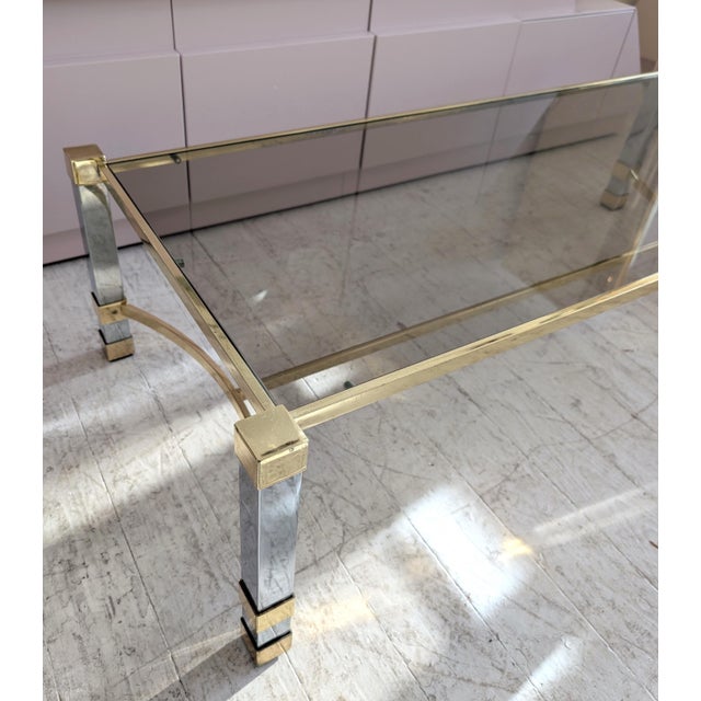 Large Mid-Century Hollywood Regency Chrome and Gilt Coffee Table, 1970s For Sale - Image 11 of 15