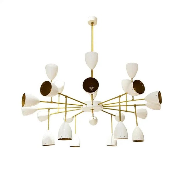 Mid-Century Ivory Brass Chandelier, 1960s For Sale - Image 11 of 11