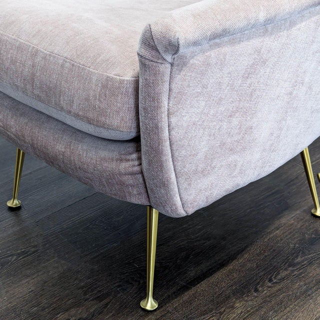 Metal West Elm Phoebe Modern Lounge Chair With Brass Legs - Soft Pink Upholstery For Sale - Image 7 of 7
