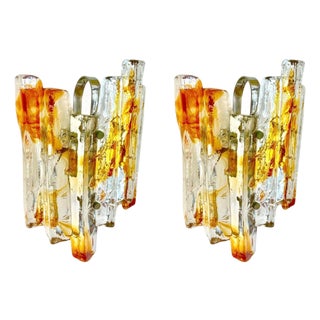 Vintage Glass Wall Lights from JT Kalmar, 1970s, Set of 2 For Sale