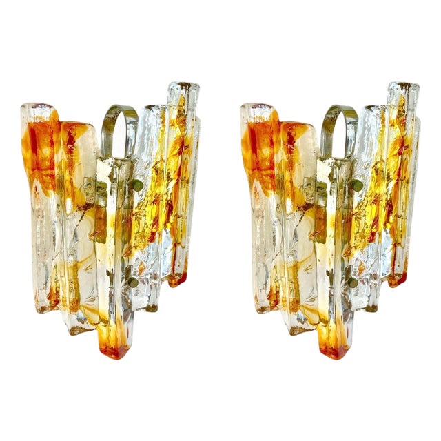 Vintage Glass Wall Lights from JT Kalmar, 1970s, Set of 2 For Sale