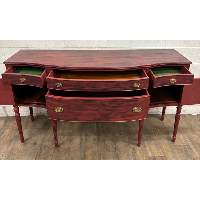 Vintage Federal Hepplewhite Farmhouse Stickley Style Sideboard Buffet Credenza For Sale In Kansas City - Image 6 of 18