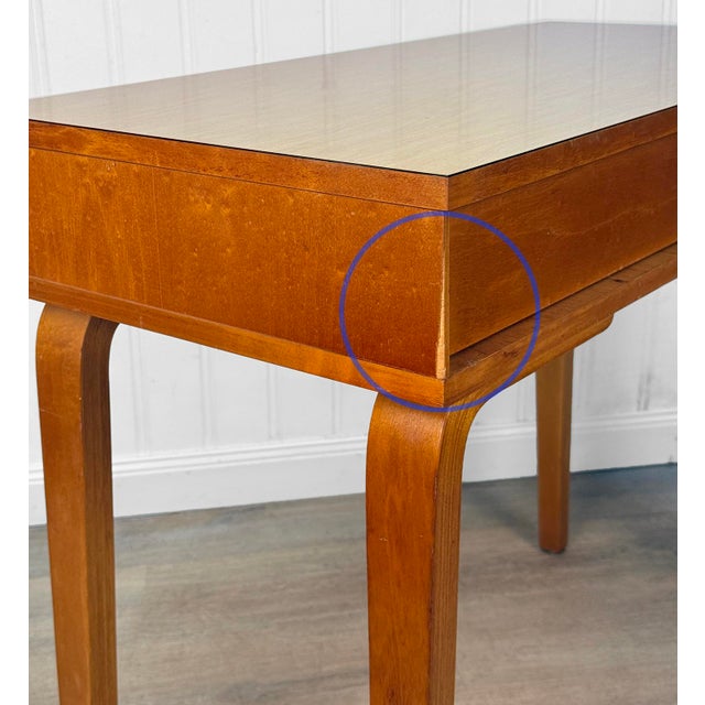 Brown Mid-Century Modern Thonet Bentwood Blonde Console Table Writing Desk For Sale - Image 8 of 11