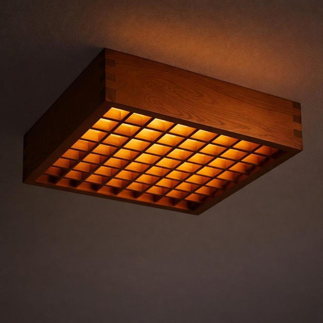 Swedish Square Pine Flush Mount, 1960s For Sale - Image 6 of 10