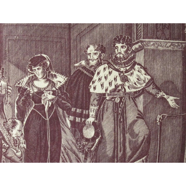 A pillow made from a circa 1880's French toile , the pillow is backed and edged with natural Belgian linen, with a...