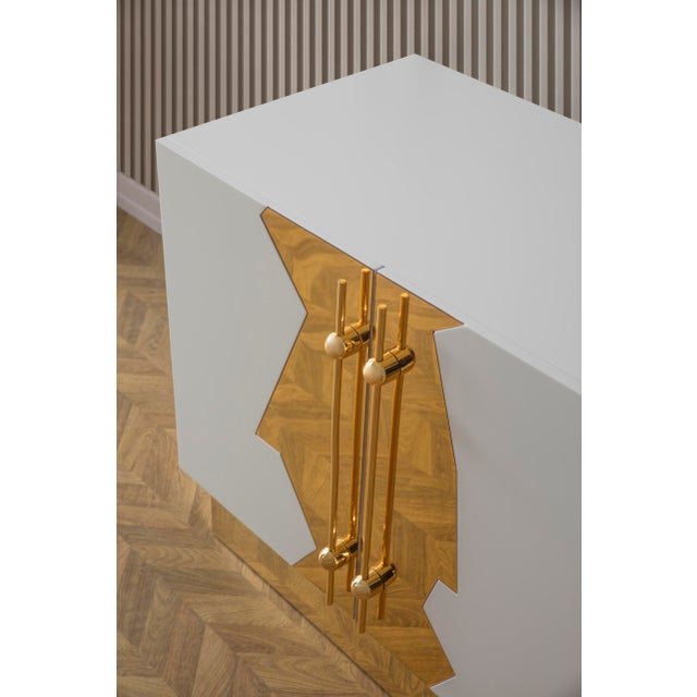 Wood Callista Sideboard, White & Gold For Sale - Image 7 of 9