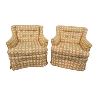1970s Vintage Tufted Back and Dark Yellow Chairs - a Pair For Sale