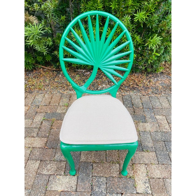 Vintage Coastal Tropitone Cast Aluminum Palm Leaf Dining Chair For Sale - Image 10 of 12