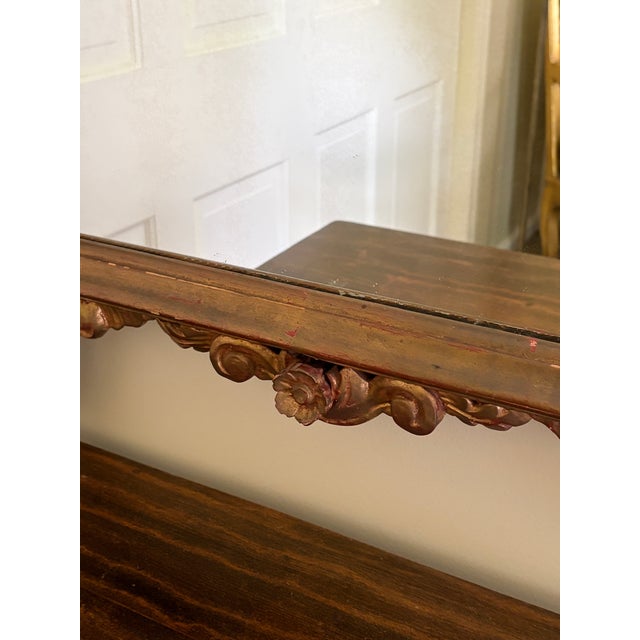Wood Antique Italian Rococo Giltwood Mirror With Exceptional Carved Crest, 19th Century For Sale - Image 7 of 15