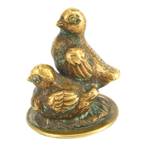 Meiji (1868-1912) Japanese Bronze Miniature Figurine of Birds / Quails