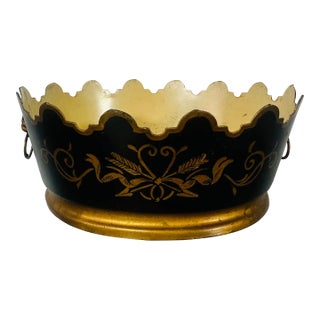 French Hand Painted Tole Cache Pot For Sale