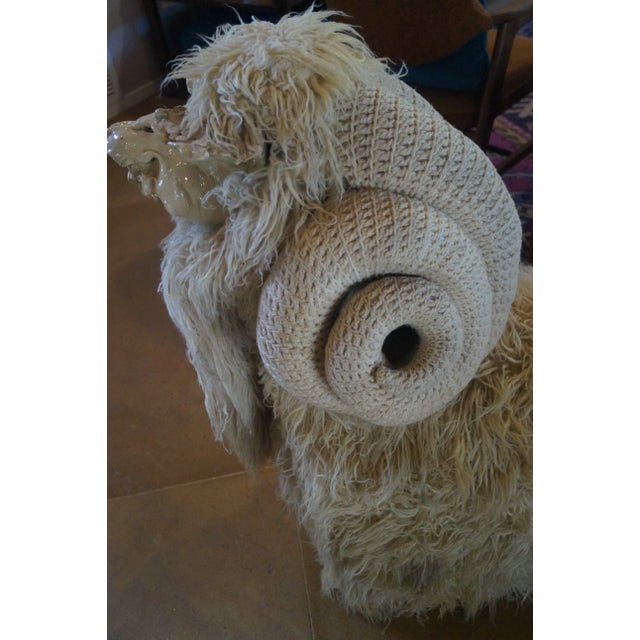1970s Edna Cataldo Big Horn Ram Sculptural Bench For Sale - Image 4 of 14