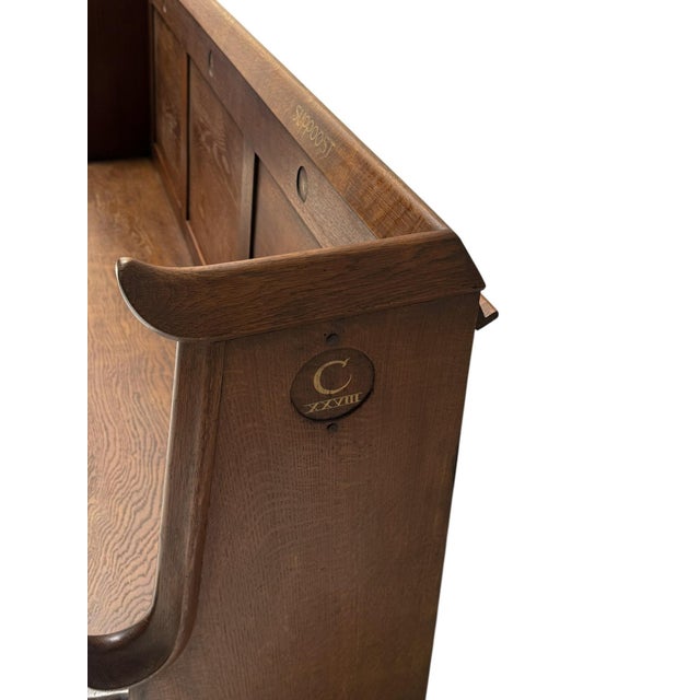 Art Deco Three-Seat Bench in Oak by Willem Penaat, 1920s For Sale - Image 4 of 17