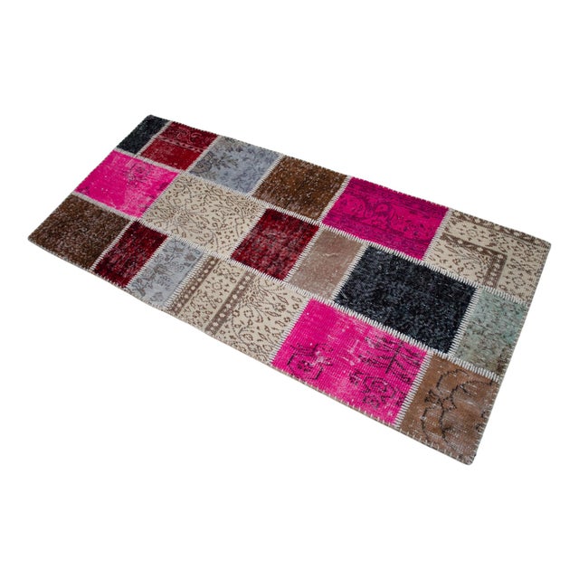 Hot Pink Hand-Knotted Turkish Rug Handstitched Vibrant Pink & Red Floor Art Room Decor - 2'11" X 6'5" For Sale - Image 8 of 18