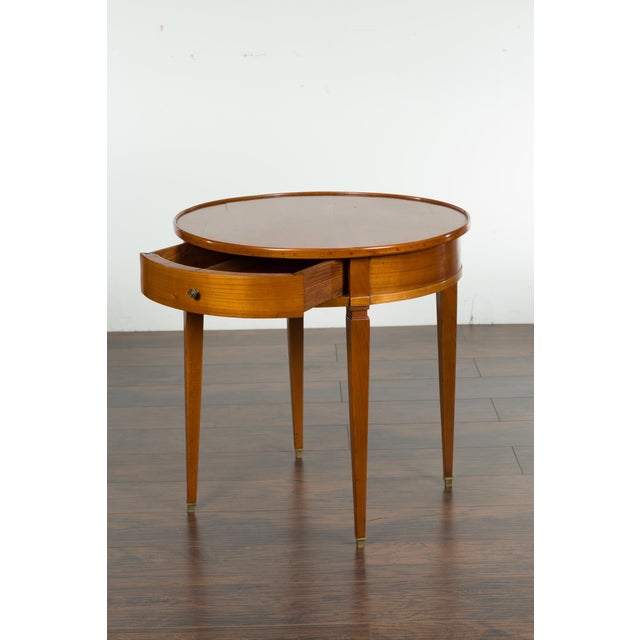 French Napoléon III 1850s Walnut Side Table with Single Drawer and Tapered Legs For Sale - Image 11 of 12