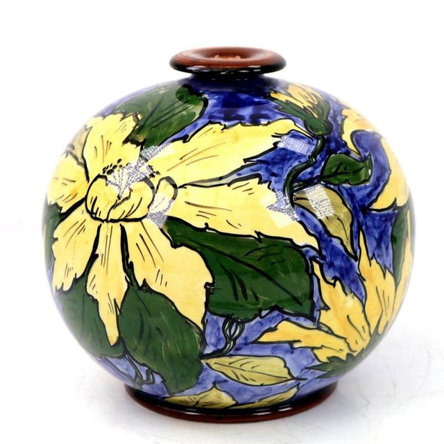 Antique Burslem Faience Floral Globe Vase from Gibsons & Sons, 1890s For Sale - Image 10 of 15