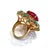 Bochic "Capri" Vintage Ruby, Amethyst & Emerald Cocktail Ring Set In 18K Gold & Silver Natural Ruby Cabochon - 9.00 carats...