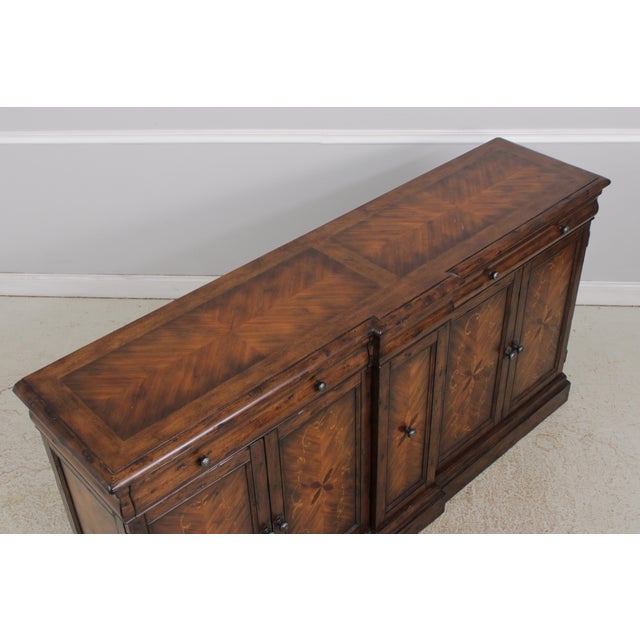Continental Style Inlaid Front Distressed Sideboard Console For Sale - Image 10 of 17