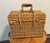 Vintage Wicker Picnic Basket With Double Handles & Latching Straps For Sale - Image 4 of 11