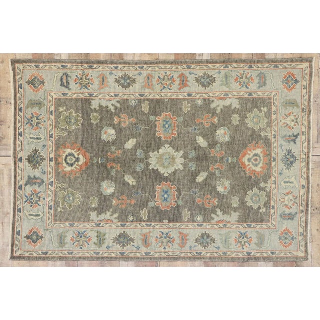 Greige Earth-Tone Turkish Oushak Rug - 05'02 X 07'06 For Sale - Image 8 of 9