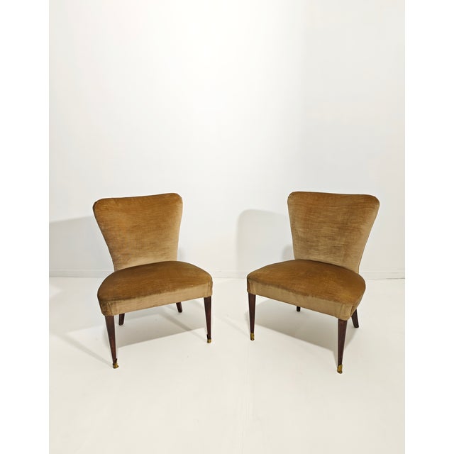 Velvet Armchairs, Italy, 1960s, Set of 2 For Sale - Image 9 of 11