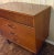 1960s Vintage Mid-Century Modern Walnut 3-Drawer Lowboy Dresser With Brass-Capped Legs and Stylish Black-Gold Handles For Sale - Image 5 of 16