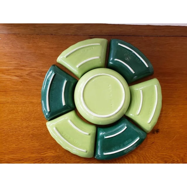 American Vintage 7 Piece Lazy Susan Ceramic Serving Dishes Set, Made in Usa For Sale - Image 3 of 4