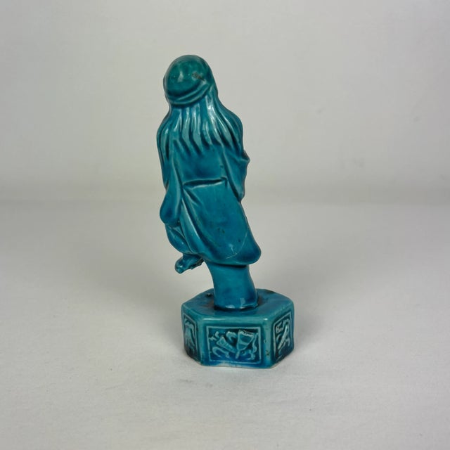 Chinese Mid 20th Century Turquoise Chinese Warrior For Sale - Image 3 of 7