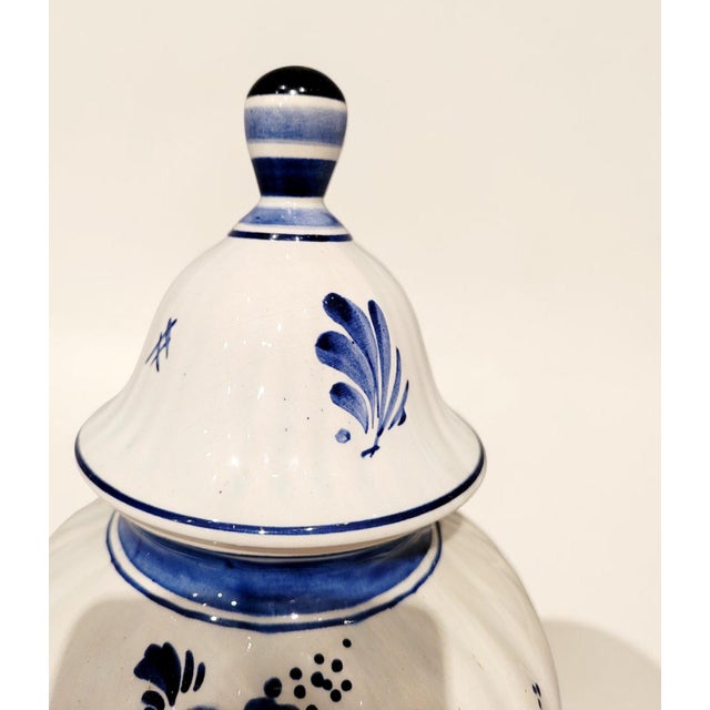 Antique Dutch Hand-Painted Delft Blue Lidded Vase, Holland, 1920s For Sale - Image 18 of 18