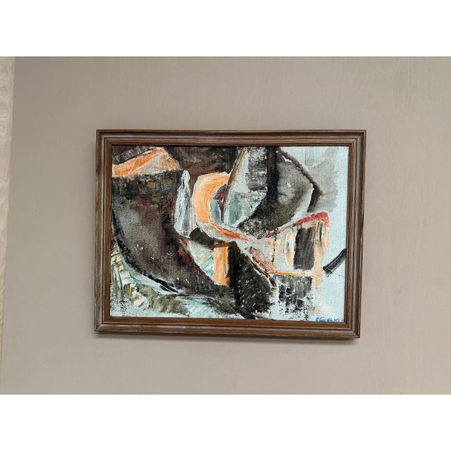 Original Swedish Oil on Canvas – “Abstract Composition” by Eivor Lindberg – Signed & Dated 1967 – Vintage & Framed – 68 ×...