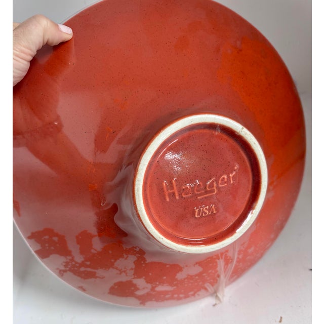 1940s Mid-Century Modern Orange Haeger Footed Display Decor Bowl For Sale - Image 10 of 11