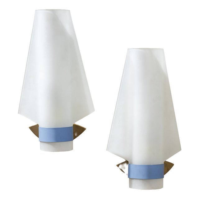 Brass and Acrylic Glass Wall Lights from Stilnovo, 1950s, Set of 2 For Sale