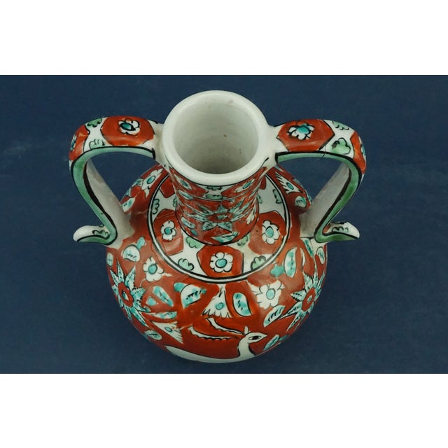 20th Century Ceramic Vase with Iznik Decoration and Stylized Ibex by Icarus Rhodes, Greece, 1950s For Sale - Image 11 of 18