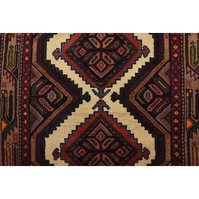 Hamedan Runner 2’9” X 9’2” Ivory Wool Vintage Tribal Hand-Knotted Rug For Sale - Image 10 of 14