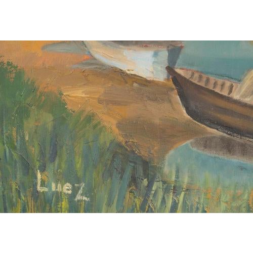 Evelyne Luez, Landscape, 20th Century, Oil on Canvas For Sale - Image 5 of 7