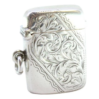 Silver Matchbox with Engraved Floral Motifs For Sale