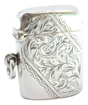 Silver Matchbox with Engraved Floral Motifs