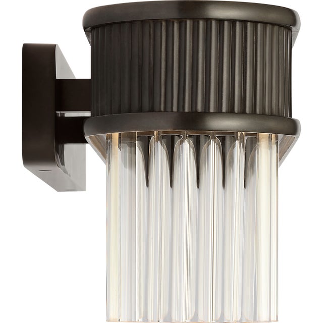 Modern Marie Flanigan for Visual Comfort Signature Menil 24" Linear Sconce in Bronze with Crystal Rods For Sale - Image 3 of 9