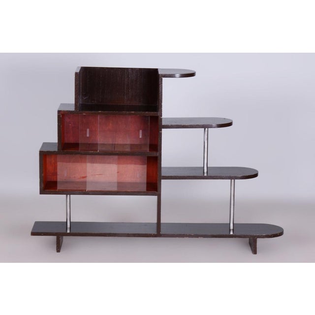 1930s Art Deco Étagère in Oak & Chromed Steel, 1930s For Sale - Image 5 of 9