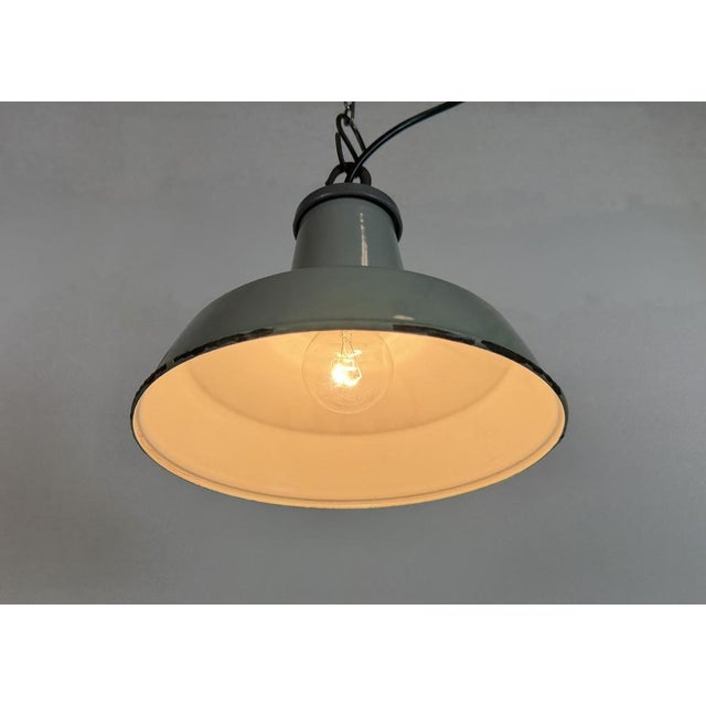 Industrial Grey Enamel Pendant Lamp from Thorlux, 1960s For Sale - Image 11 of 18