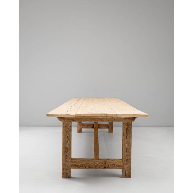 19th Century Poland Traditional Tan Wood Dining Table For Sale - Image 4 of 11
