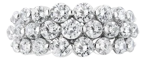 10K White Gold 2 1/2 Cttw Round Natural Diamond 3 Row Band Ring (I-J Color, I1-I2 Clarity) - Ring Size 7