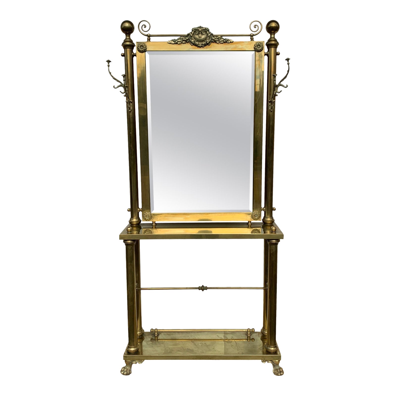 Brass Hall Tree Console Table / Mirror Chairish