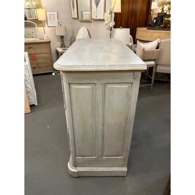 18th Century Louis XV Painted two tone server. It has been painted/distressed. Includes lock/key hardware.