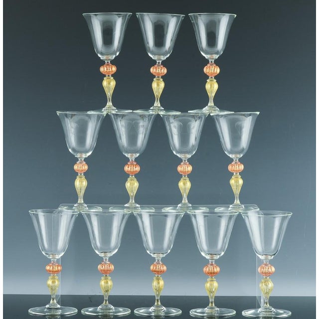 Transparent Murano Art Glass Wine Glasses-Set of Twelve For Sale - Image 8 of 9