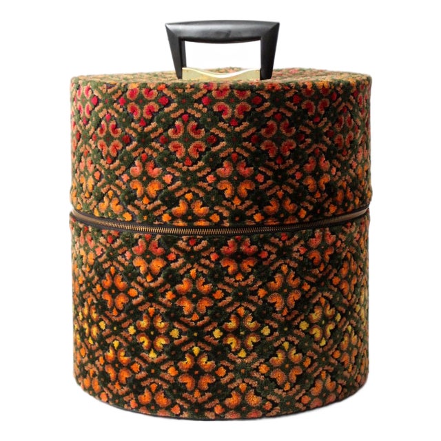 1960s Carry-All by Munro Cut Velvet Jacquard Wig Case For Sale