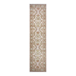 Persian Wool Sultanabad 4x18 Light Khaki & Ivory Handmade Runner Rug #1143260