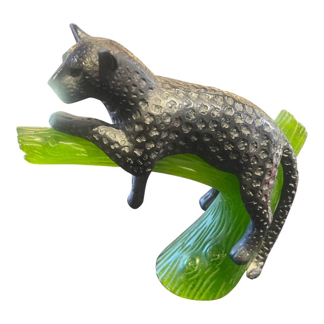 Late 20th Century Black Jaguar Art Glass Figurine by Daum France Gorgeous For Sale