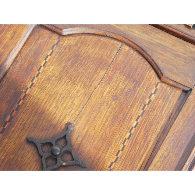 Vintage Wall Cabinet with Marquetry Details, 1930s For Sale - Image 12 of 13